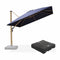 PURPLE LEAF Wood Grain Patio Umbrella with Base, Large Cantilever Umbrella for Garden