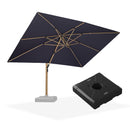 PURPLE LEAF Wood Grain Patio Umbrella with Base, Large Cantilever Umbrella for Garden