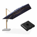 PURPLE LEAF Wood Grain Patio Umbrella with Base, Large Cantilever Umbrella for Garden