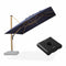 PURPLE LEAF Wood Grain Patio Umbrella with Base, Large Cantilever Umbrella for Garden