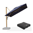 PURPLE LEAF Wood Grain Patio Umbrella with Base, Large Cantilever Umbrella for Garden