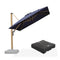 PURPLE LEAF Wood Grain Patio Umbrella with Base, Large Cantilever Umbrella for Garden