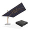 PURPLE LEAF Wood Grain Patio Umbrella with Base, Large Cantilever Umbrella for Garden
