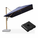 PURPLE LEAF Wood Grain Patio Umbrella with Base, Large Cantilever Umbrella for Garden