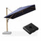 PURPLE LEAF Wood Grain Patio Umbrella with Base, Large Cantilever Umbrella for Garden