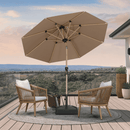 PURPLE LEAF aluminum patio market umbrella with wood color pole and beige canopy