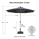 PURPLE LEAF Patio Market Umbrella Aluminum Outdoor Table Umbrella with Wood Color