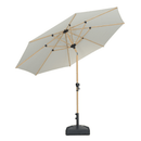 PURPLE LEAF cream patio market umbrella with wood color aluminum frame.