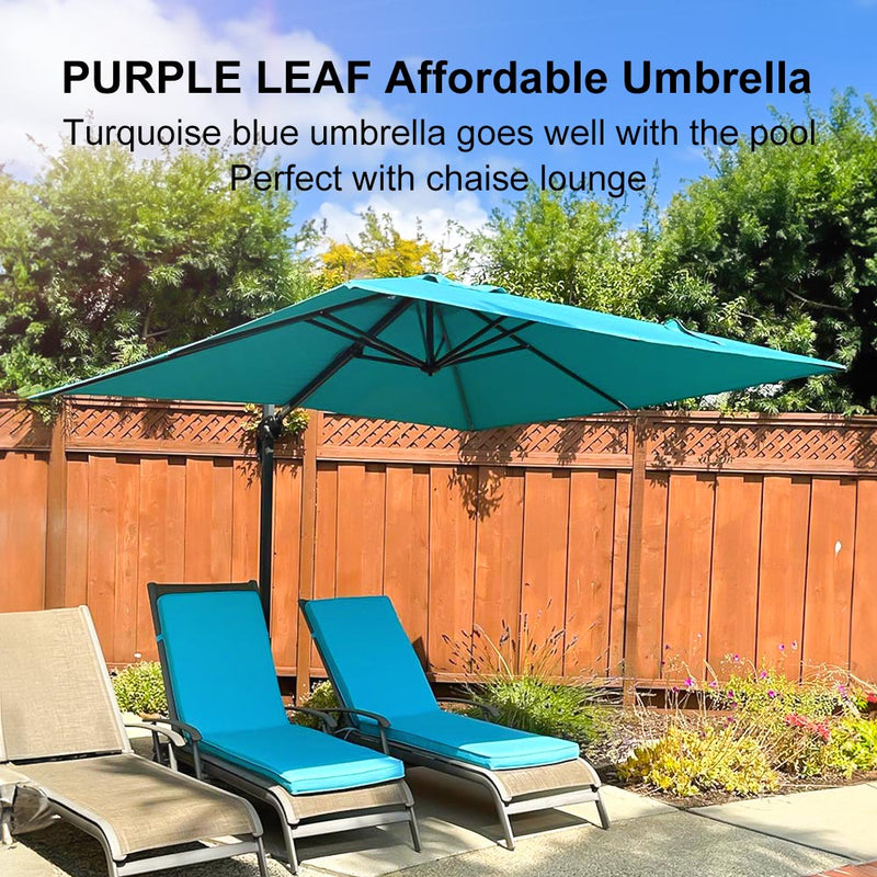 PURPLE LEAF Economical Square Outdoor Patio Umbrella Rectangle Cantilever Umbrella