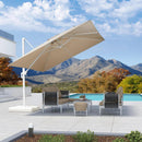 PURPLE LEAF Outdoor Patio Umbrella with Base, Best White Cantilever Umbrellas