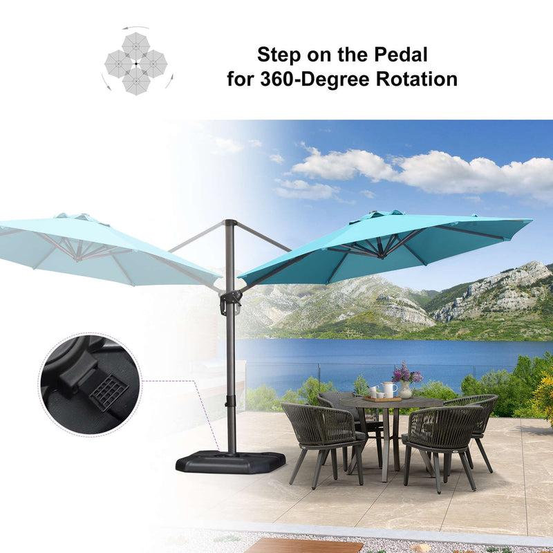 PURPLE LEAF Affordable Outdoor Umbrella with Base, Round Cantilever Umbrella for Garden
