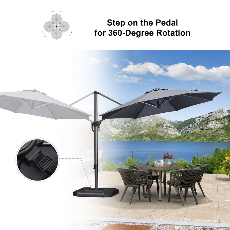 PURPLE LEAF Affordable Outdoor Umbrella with Base, Round Cantilever Umbrella for Garden