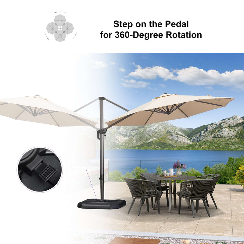 PURPLE LEAF Affordable Outdoor Umbrella with Base, Round Cantilever Umbrella for Garden
