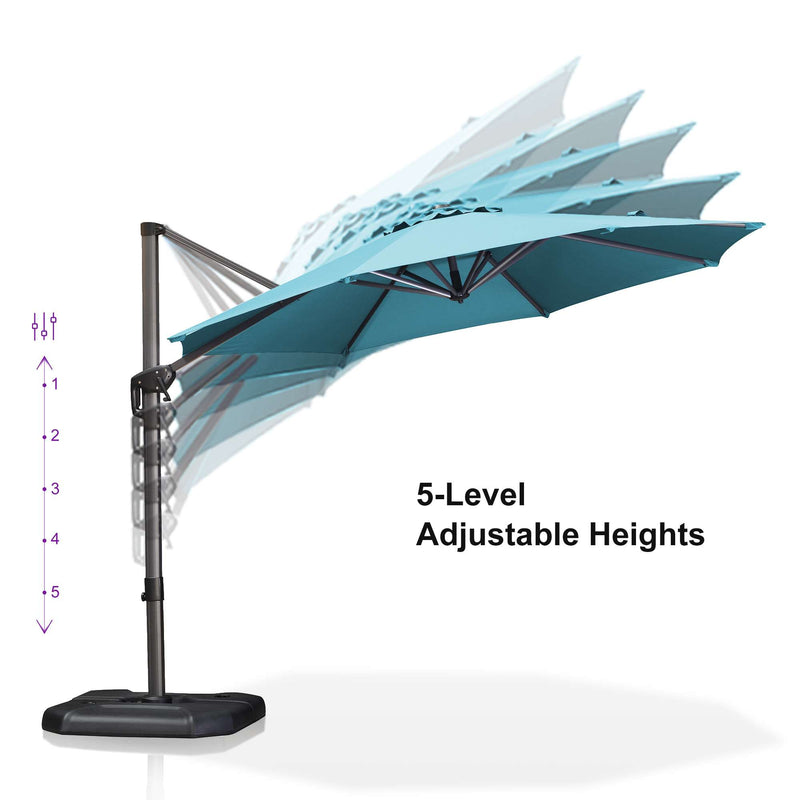 PURPLE LEAF Affordable Outdoor Umbrella with Base, Round Cantilever Umbrella for Garden