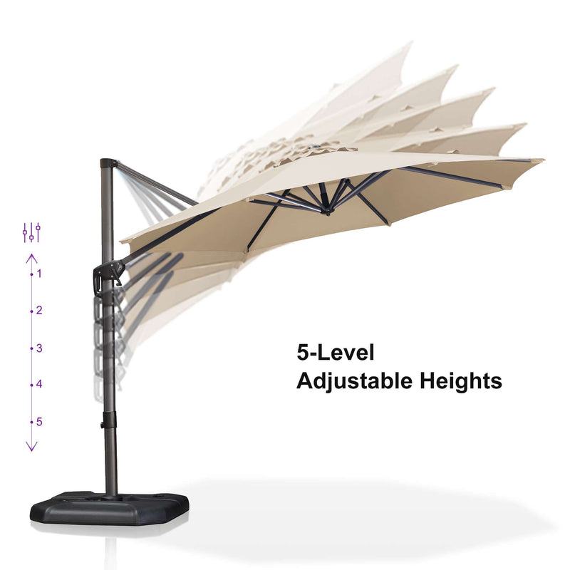 PURPLE LEAF Affordable Outdoor Umbrella with Base, Round Cantilever Umbrella for Garden