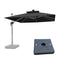 PURPLE LEAF Square Cantilever Umbrella with Base, Outdoor Umbrellas with Lights