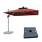 PURPLE LEAF Square Cantilever Umbrella with Base, Outdoor Umbrellas with Lights