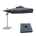 PURPLE LEAF Square Cantilever Umbrella with Base, Outdoor Umbrellas with Lights