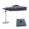 PURPLE LEAF Square Cantilever Umbrella with Base, Outdoor Umbrellas with Lights
