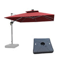 PURPLE LEAF Square Cantilever Umbrella with Base, Outdoor Umbrellas with Lights