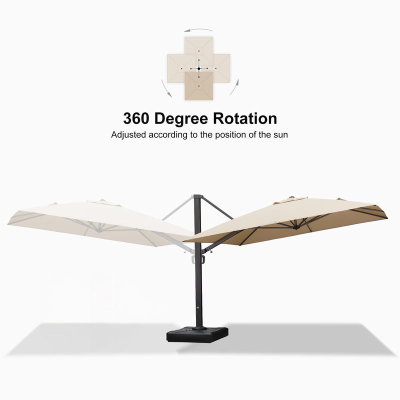 PURPLE LEAF Outdoor Sun Heavy Duty Cantilever Umbrella for Patio, Porch, Beach
