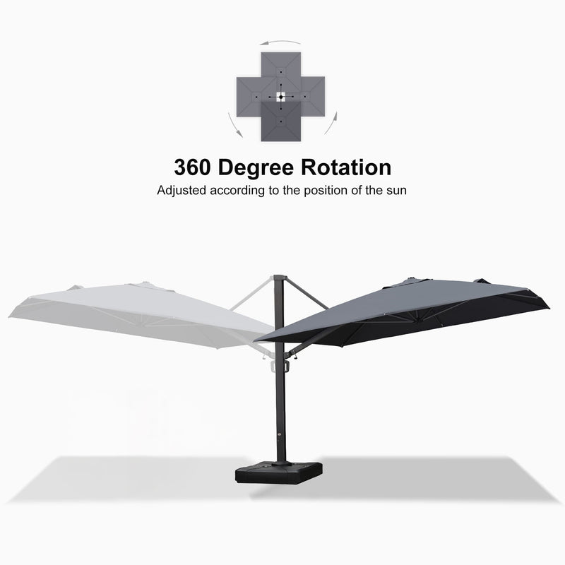 PURPLE LEAF Outdoor Sun Heavy Duty Cantilever Umbrella for Patio, Porch, Beach