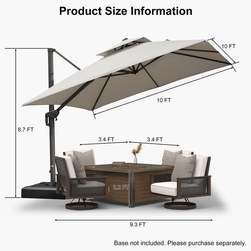 PURPLE LEAF UV50+ Fade Resistant Cantilever Umbrella, Patio Umbrellas with Base