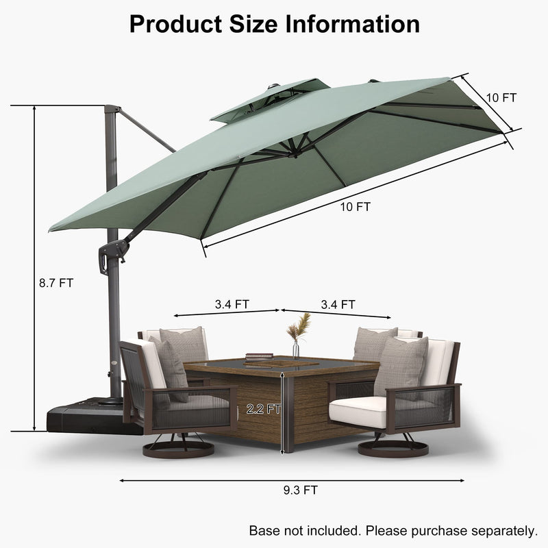PURPLE LEAF UV50+ Fade Resistant Cantilever Umbrella, Patio Umbrellas with Base