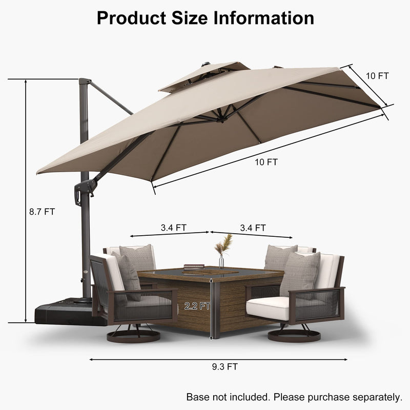 PURPLE LEAF UV50+ Fade Resistant Cantilever Umbrella, Patio Umbrellas with Base