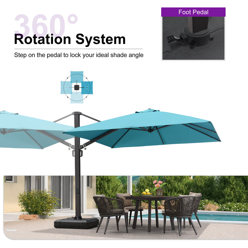 PURPLE LEAF Outdoor Sun Heavy Duty Cantilever Umbrella for Patio, Porch, Beach