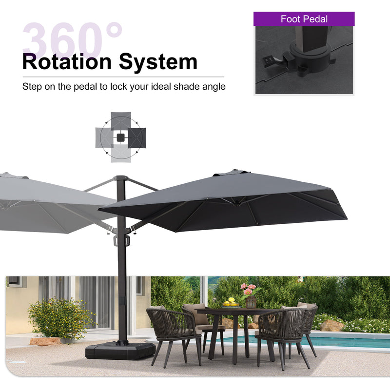 PURPLE LEAF Outdoor Sun Heavy Duty Cantilever Umbrella for Patio, Porch, Beach