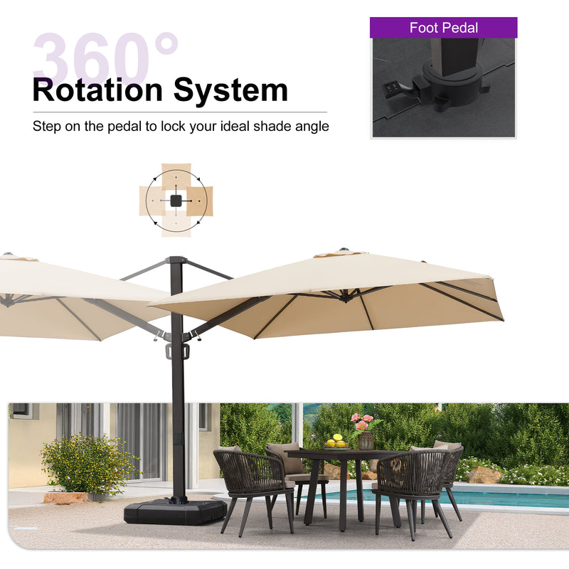 PURPLE LEAF Outdoor Sun Heavy Duty Cantilever Umbrella for Patio, Porch, Beach