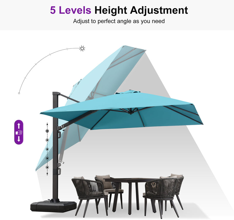 PURPLE LEAF Outdoor Sun Heavy Duty Cantilever Umbrella for Patio, Porch, Beach