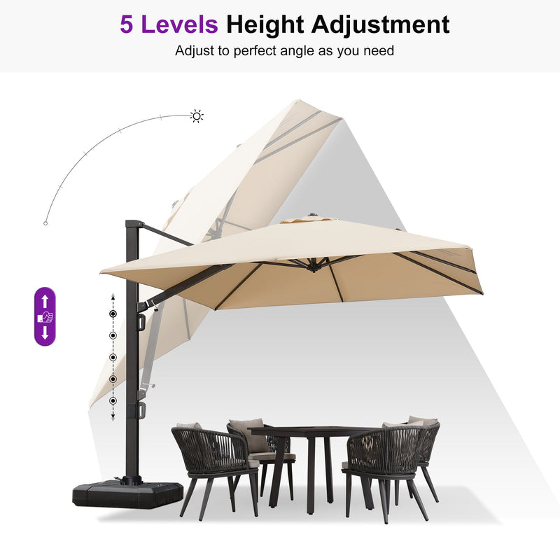 PURPLE LEAF Outdoor Sun Heavy Duty Cantilever Umbrella for Patio, Porch, Beach