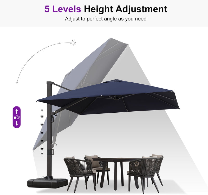PURPLE LEAF Outdoor Sun Heavy Duty Cantilever Umbrella for Patio, Porch, Beach