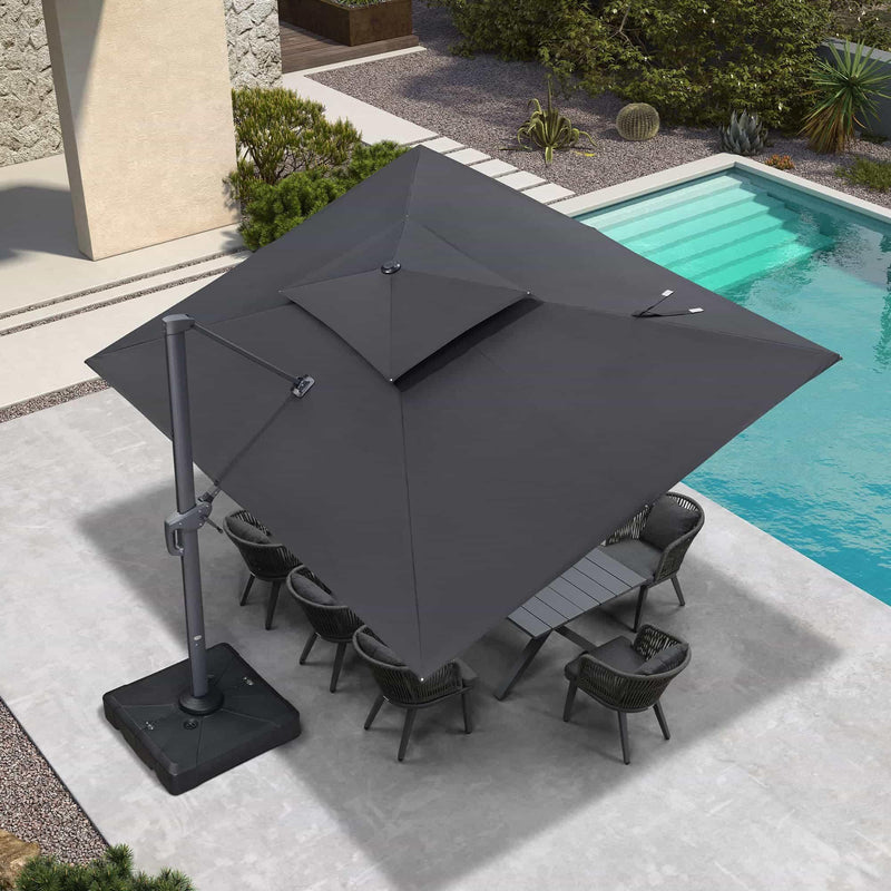 PURPLE LEAF Double Top Cantilever Patio Umbrella UV50+ Fade Resistant Outdoor Umbrellas