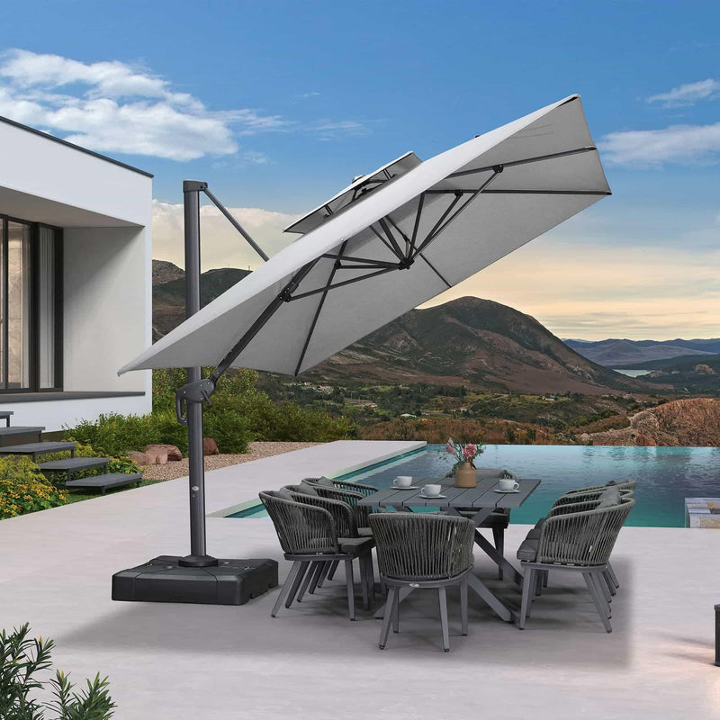 PURPLE LEAF Double Top Cantilever Patio Umbrella UV50+ Fade Resistant Outdoor Umbrellas