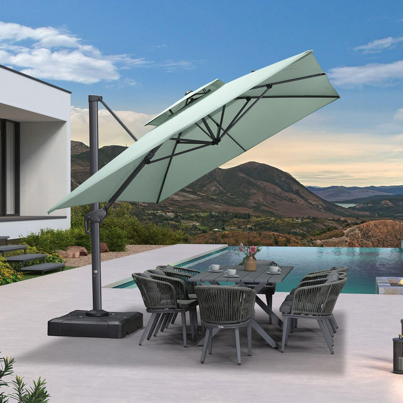 PURPLE LEAF Double Top Cantilever Patio Umbrella UV50+ Fade Resistant Outdoor Umbrellas
