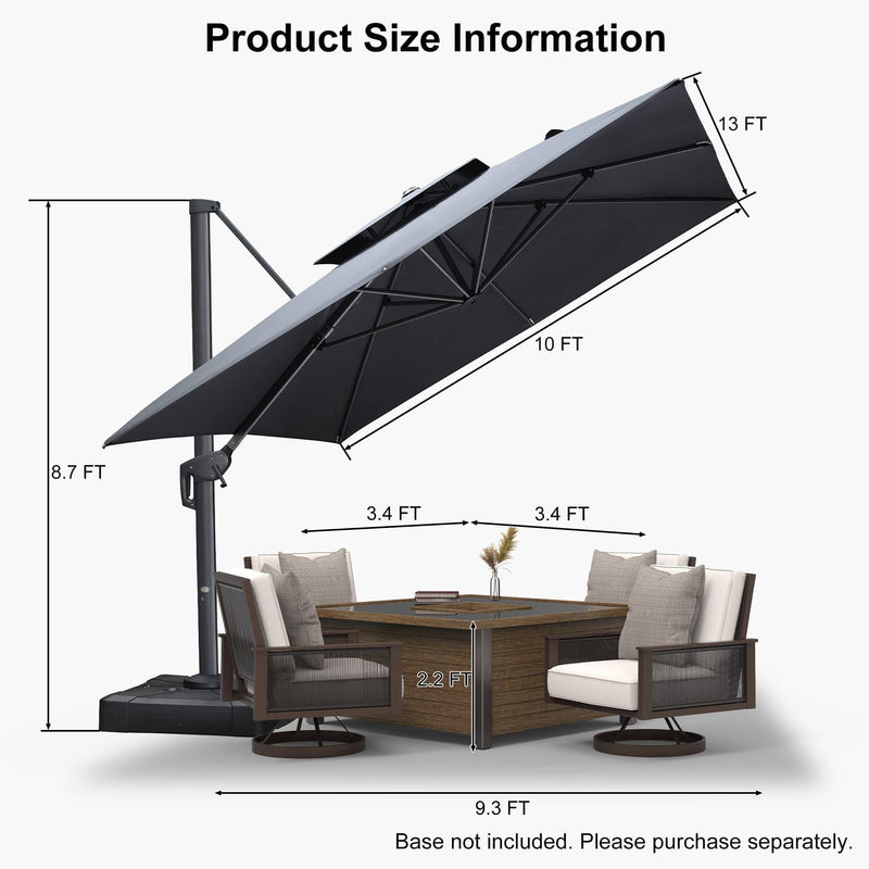 PURPLE LEAF Double Top Cantilever Patio Umbrella UV50+ Fade Resistant Outdoor Umbrellas