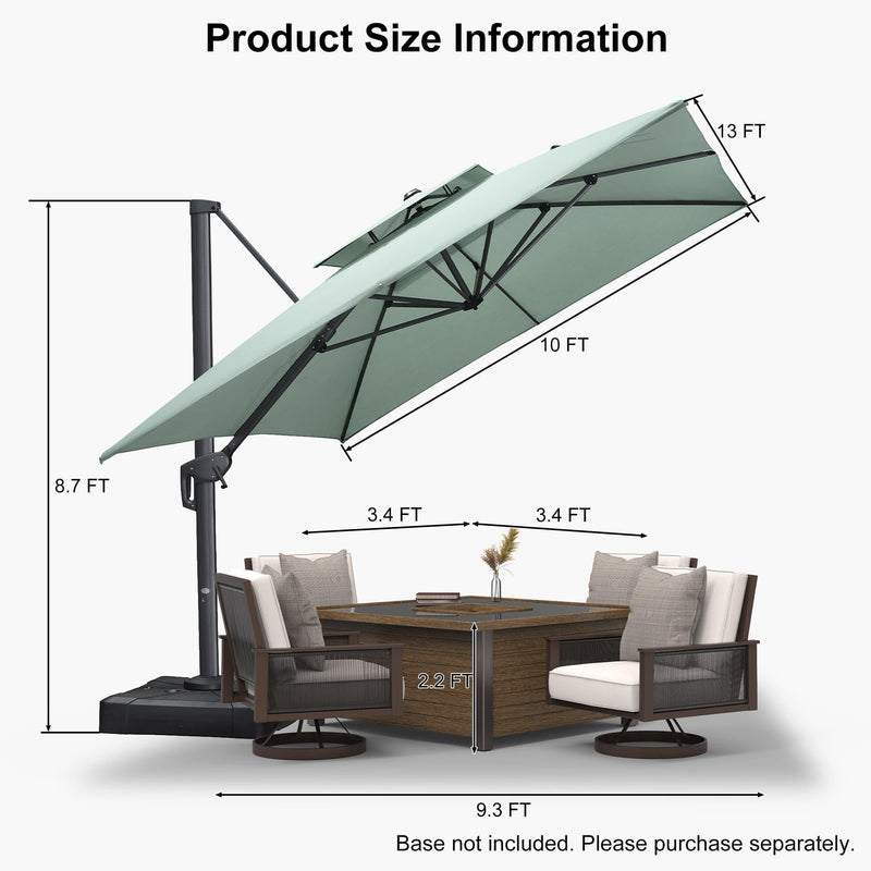 PURPLE LEAF Double Top Cantilever Patio Umbrella UV50+ Fade Resistant Outdoor Umbrellas