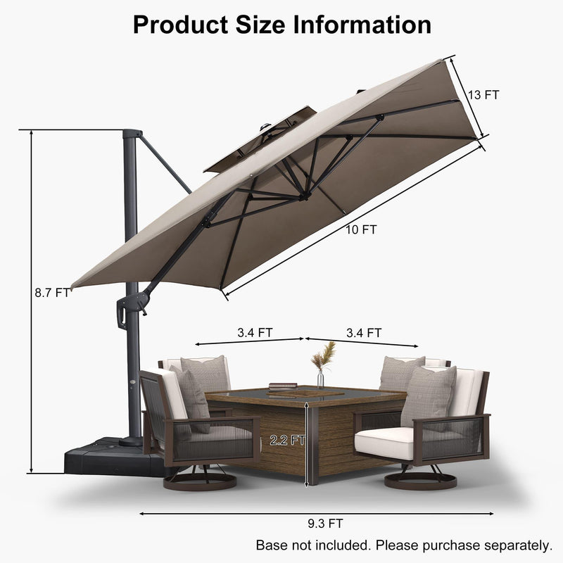 PURPLE LEAF Double Top Cantilever Patio Umbrella UV50+ Fade Resistant Outdoor Umbrellas