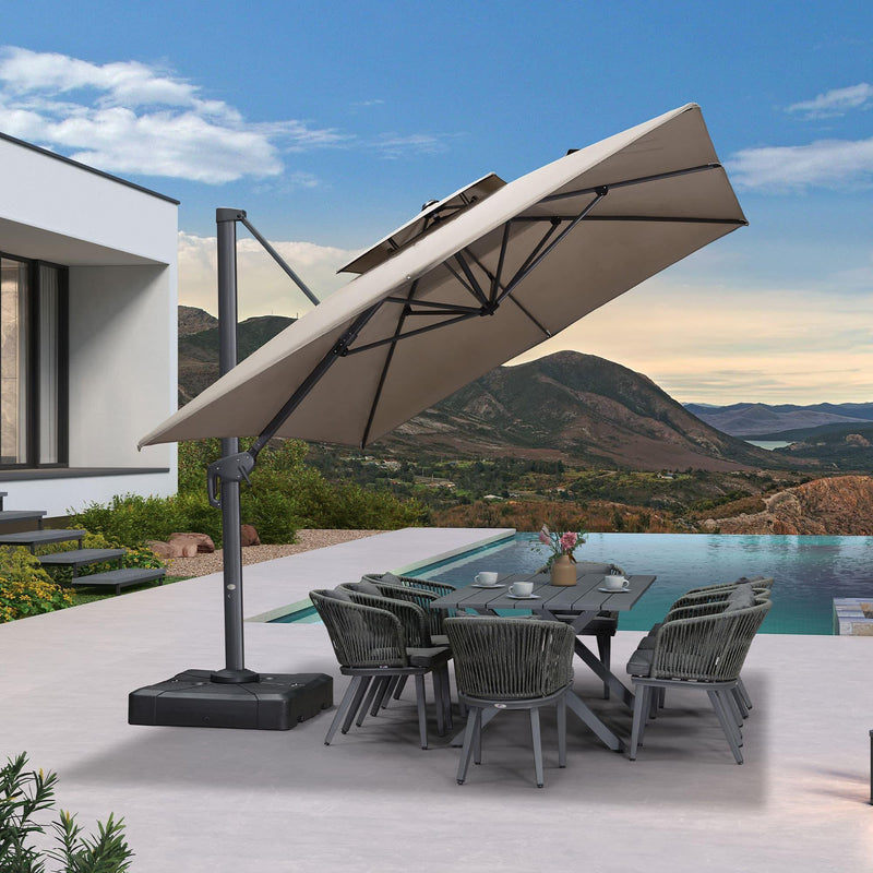 PURPLE LEAF Double Top Cantilever Patio Umbrella UV50+ Fade Resistant Outdoor Umbrellas
