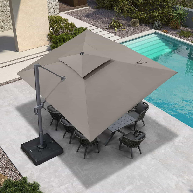 PURPLE LEAF Double Top Cantilever Patio Umbrella UV50+ Fade Resistant Outdoor Umbrellas
