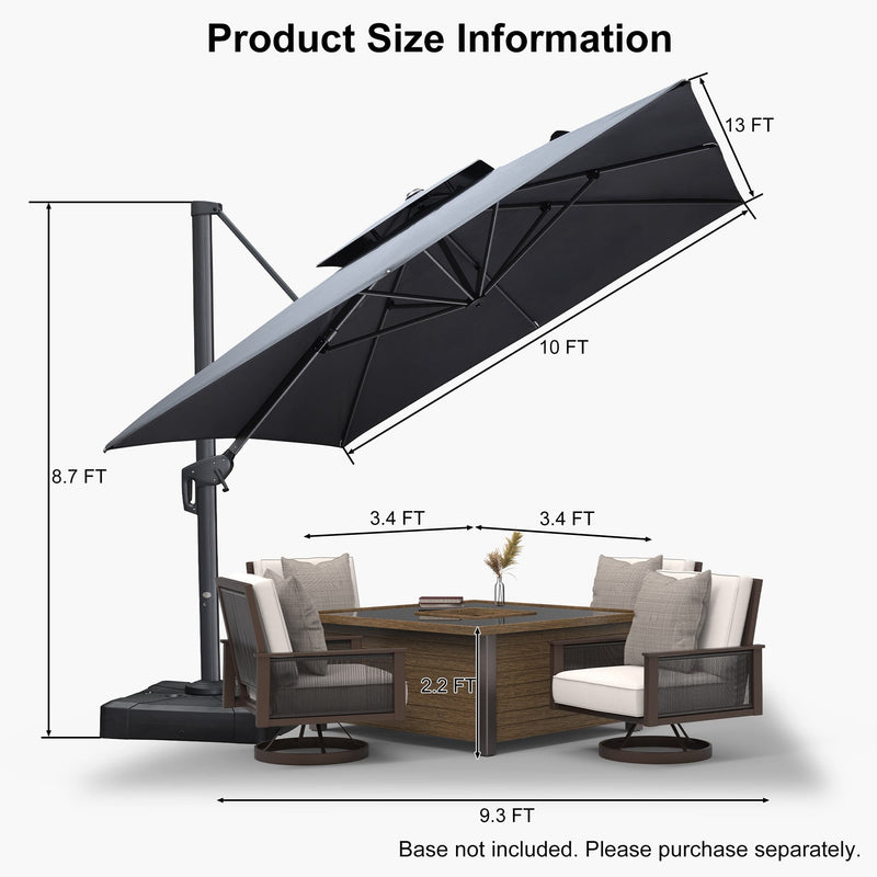 PURPLE LEAF UV50+ Fade Resistant Cantilever Umbrella, Patio Umbrellas with Base