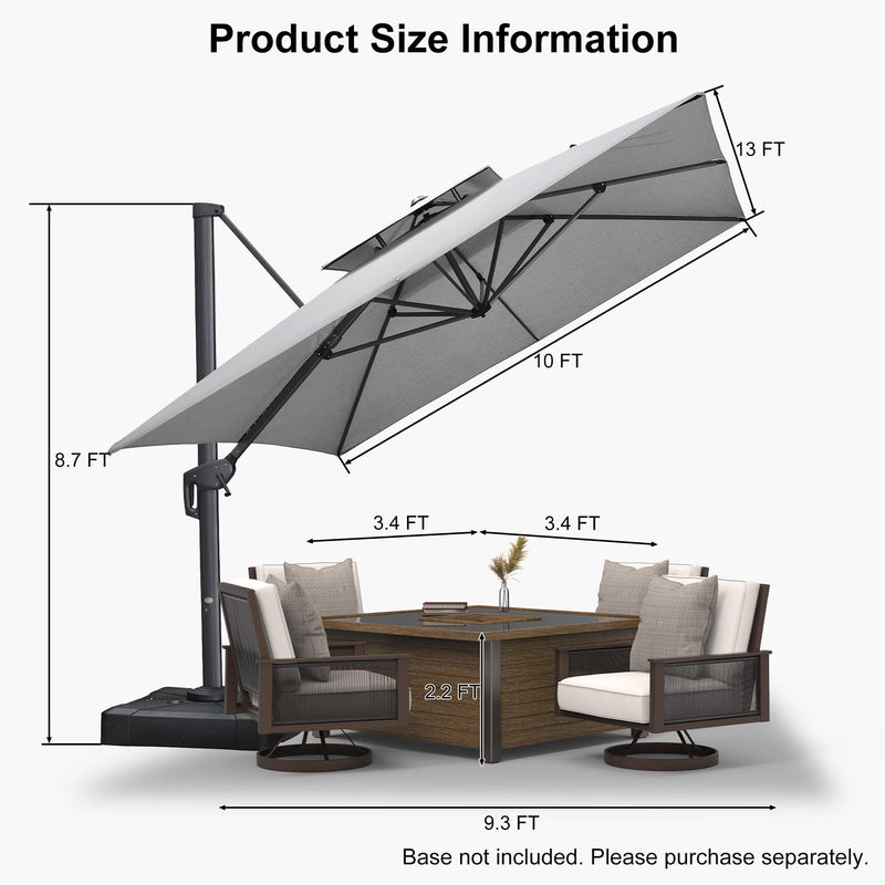 PURPLE LEAF UV50+ Fade Resistant Cantilever Umbrella, Patio Umbrellas with Base