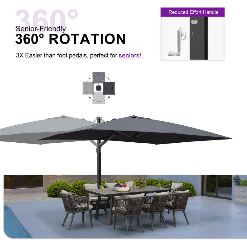 PURPLE LEAF Outdoor Sun Heavy Duty Cantilever Umbrella for Patio, Porch, Beach