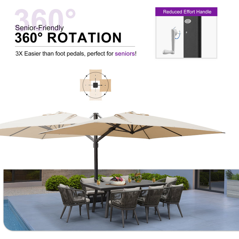 PURPLE LEAF Outdoor Sun Heavy Duty Cantilever Umbrella for Patio, Porch, Beach