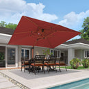 PURPLE LEAF Outdoor Garden Umbrella with Base, Cantilever Umbrellas in Wood Color