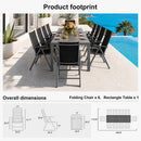 PURPLE LEAF  Folding Outdoor Dining Set  with Aluminum Table and Padded Chairs All Weather Dining Table Sets for Garden Backyard Poolside