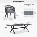 PURPLE LEAF Modern Outdoor Dining Table with 6/8/10 Seats, All-Weather Aluminum Table and Rattan Chairs with Cushions, Champagne